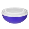 Zestaw 3 miski salaterki z pokrywką plastikowe niebieskie 16,5/14/12 cmsg