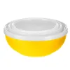 Zestaw 3 miski salaterki z pokrywką plastikowe 16,5/14/12 cm żółte sg