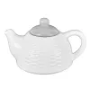 Ceramiczny dzbanek imbryk z filiżanką na herbatę biało-szary