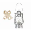 Zestaw lampa naftowa z uchwytem latarnia lampion 27cm + knot srebrna