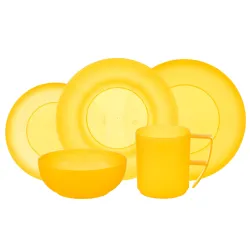 Talerze dla dzieci serwis plastikowy  5el. salaterka kubek u żółty