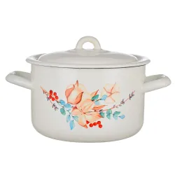 Solidny garnek emaliowany z pokrywką 2,9l krem kwb