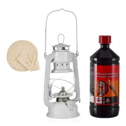 Zestaw lampa naftowa 24cm, olej 980ml+ knot biała