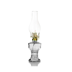 Lampa naftowa szklana 33 cm z knotem i kloszem retro vintage dekoracyjna (L555) Kolor: transparent
