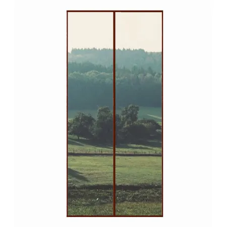 Moskitiera na drzwi 100x220 cm podwójne magnesy brąz
