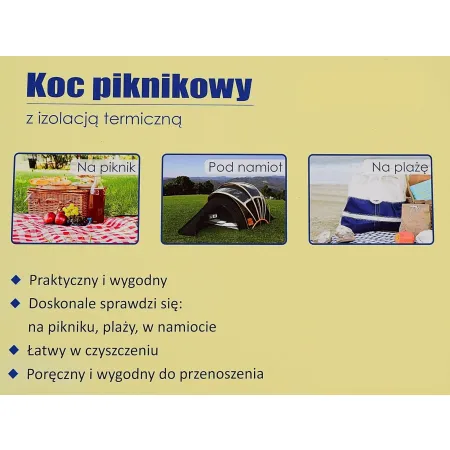 Koc dwustronny piknikowy plażowy na piknik 175x135 cm  kolor