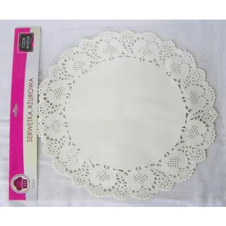 Papierowe serwetki pod ciasto tort ażurowe 34,5cm 12szt