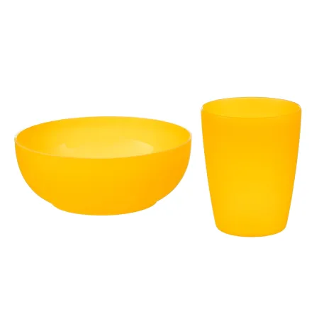 Talerze dla dzieci serwis plastikowy  5el. salaterka kubek żółty