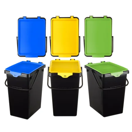 kosze do segregacji, wiadra do segregacji z naklejkami, 3 x 10L,