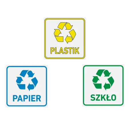 kosze do segregacji, wiadra do segregacji z naklejkami, 3 x 10L,