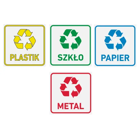 kosze do segregacji, wiadra do segregacji z naklejkami, 4 x 10L,