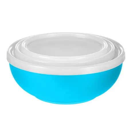 Zestaw 3 miski salaterki z pokrywką plastikowe błękitne sg (duże)