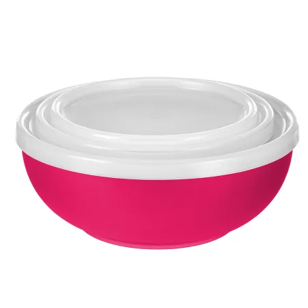 Zestaw 3 miski salaterki z pokrywką plastikowe czerwone sg (duże)