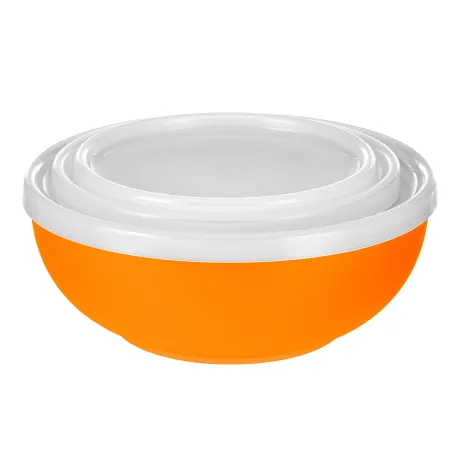 Zestaw 3 miski salaterki z pokrywką plastikowe pomarańczowe sg (duże)