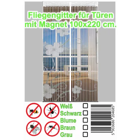 Moskitiera na drzwi 100x220 cm z magnesami kwiaty cw