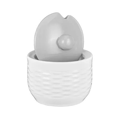 Ceramiczna cukiernica cukierniczka pojemnik na cukier biało-szara