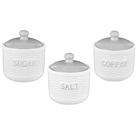 Ceramiczne pojemniki hermetyczne 600ml 3szt biało-szare