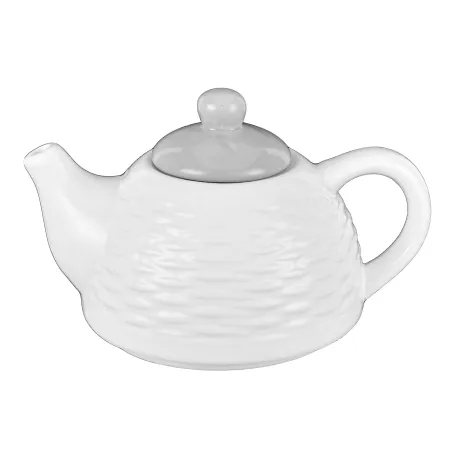 Ceramiczny dzbanek imbryk z filiżanką na herbatę biało-szary