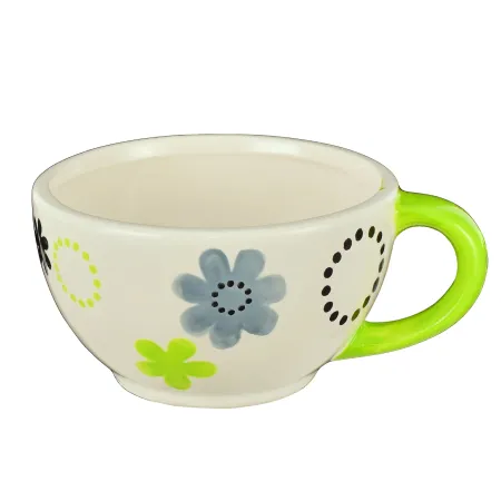 Ceramiczny dzbanek imbryk z filiżanką na herbatę kwiaty