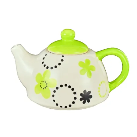 Ceramiczny dzbanek imbryk z filiżanką na herbatę kwiaty