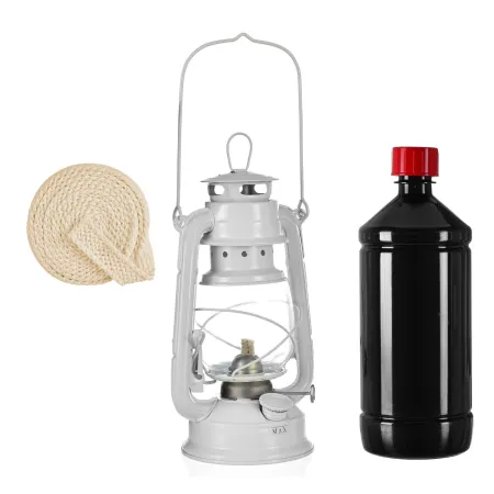 Zestaw lampa naftowa 24cm, olej 980ml+ knot biała