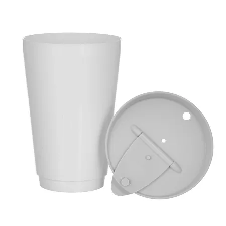 Samochodowy kubek  z przykrywką wielorazowy turystyczny 500ml biało-szary