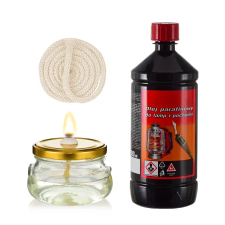 Zestaw lampa naftowa lampion świeca, olej 980ml+ knot