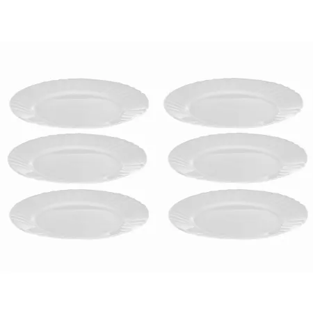 Talerze deserowe płaskie 19 cm okrągłe białe szkło kpl. 6 szt