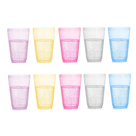 Kubek kubki plastkowe kpl. 10 szt 350ml transparent mix kolor sg