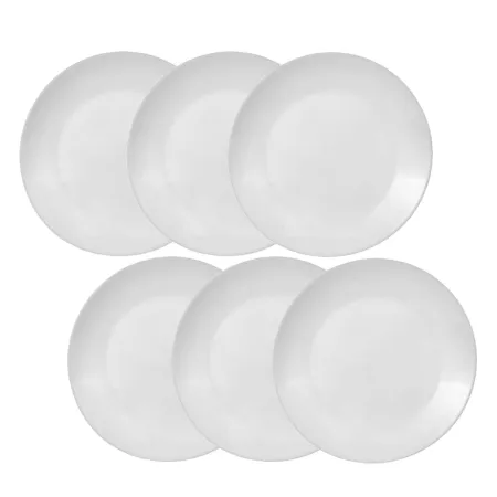 Talerze deserowe płaskie 18 cm okrągłe białe szkło gładkie kpl. 6 szt