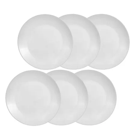 Talerze deserowe płaskie 18 cm okrągłe białe szkło gładkie kpl. 6 szt