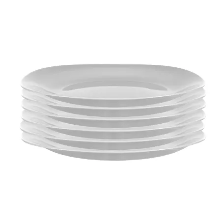 Talerze deserowe płaskie 22 cm kwadratowe białe szkło kpl. 6 szt