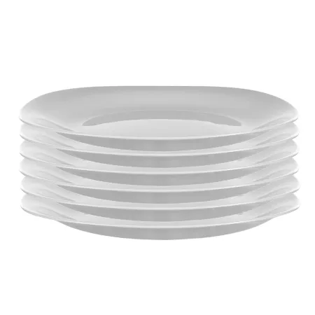 Talerze obiadowe płaskie kwadratowe 28 cm białe szkło gładkie kpl. 6 szt.