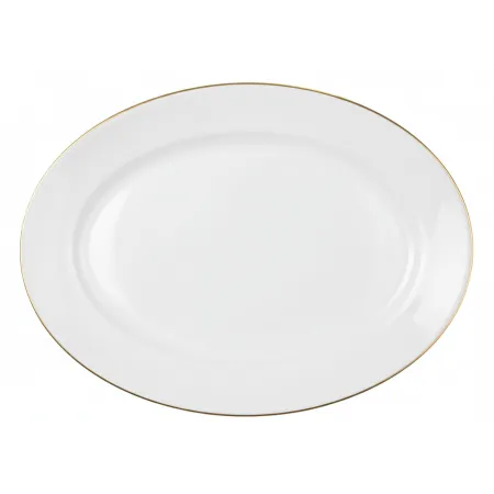 Półmiski półmisek  owalne białe szkło gładkie złoty pasek 30x23cm kpl. 6 szt