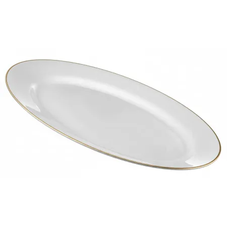 Półmiski półmisek  owalne białe szkło gładkie złoty pasek 30x23cm kpl. 6 szt