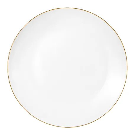 Talerze obiadowe płaskie 24 cm białe szkło gładkie złoty pasek kpl. 6 szt.