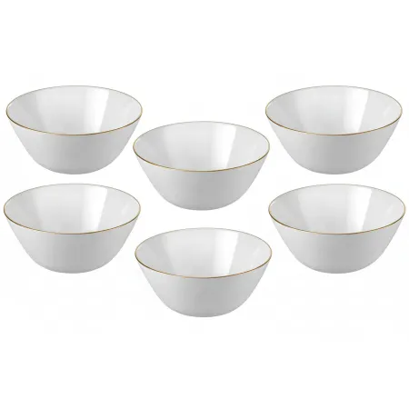 Salaterka salaterki miseczki  18 cm białe szkło gładkie złoty pasek  kpl. 6 szt.