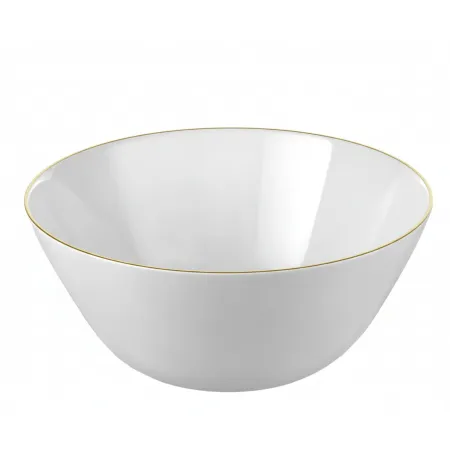 Salaterka miseczka  miska 23 cm białe szkło gładkie złoty pasek