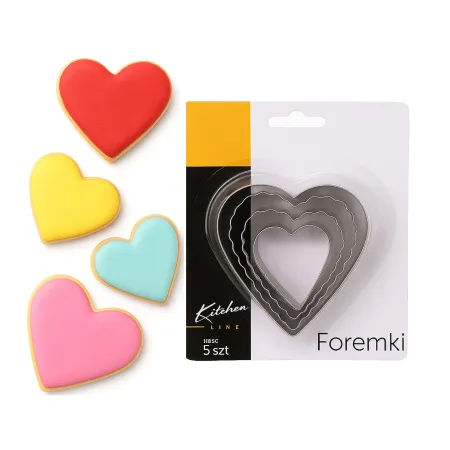 Foremki wykrawacze serca 5 szt 4-8 cm do ciastek pierników metalowe