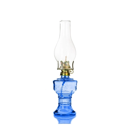Lampa naftowa szklana 33 cm z knotem i kloszem retro vintage dekoracyjna (L555) Kolor: transparent