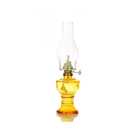 Lampa naftowa szklana 33 cm z knotem i kloszem retro vintage dekoracyjna (L555) Kolor: transparent